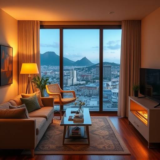 Cozy apartment interior with city view in Cape Town's CBD