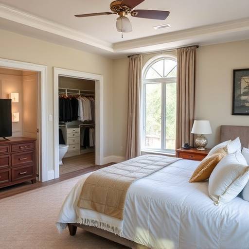 Master bedroom with a walk-in closet and ensuite bathroom
