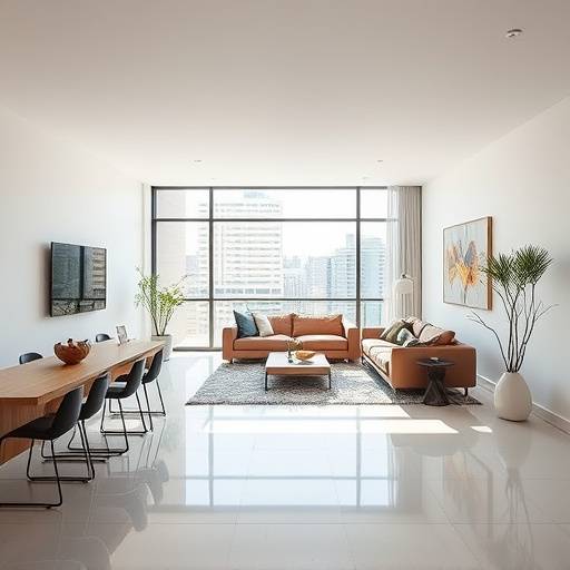 Modern and sleek apartment interior showcasing open-plan living in Johannesburg